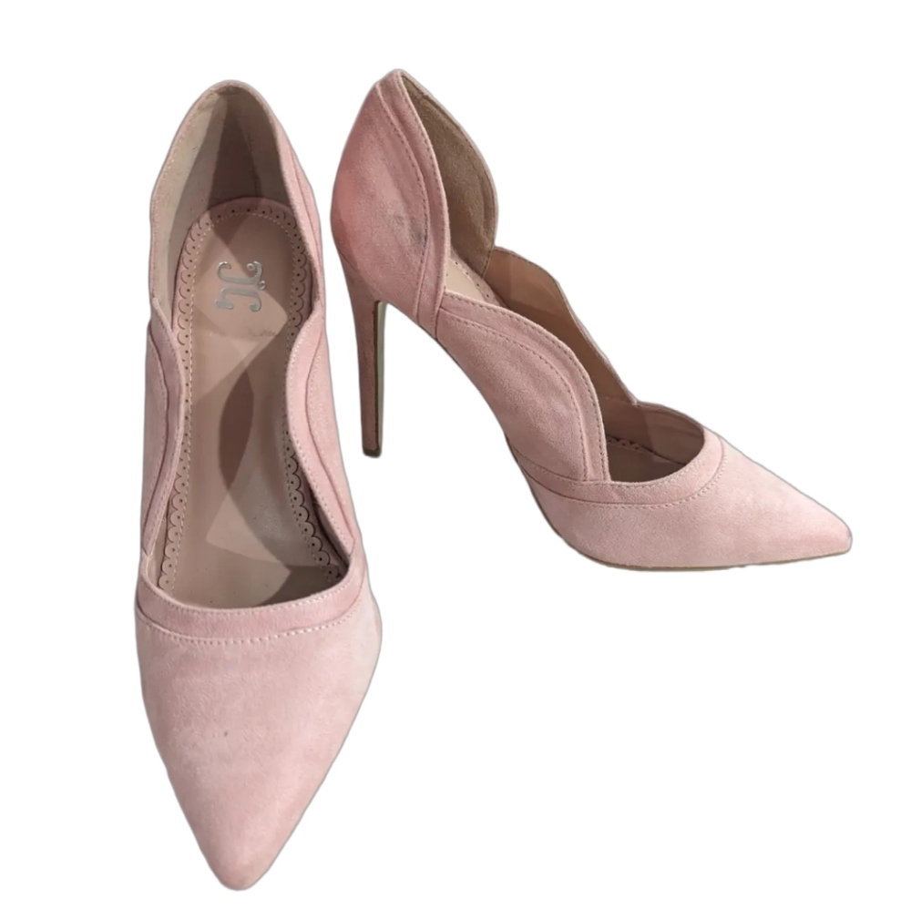 Pink suede stilettos